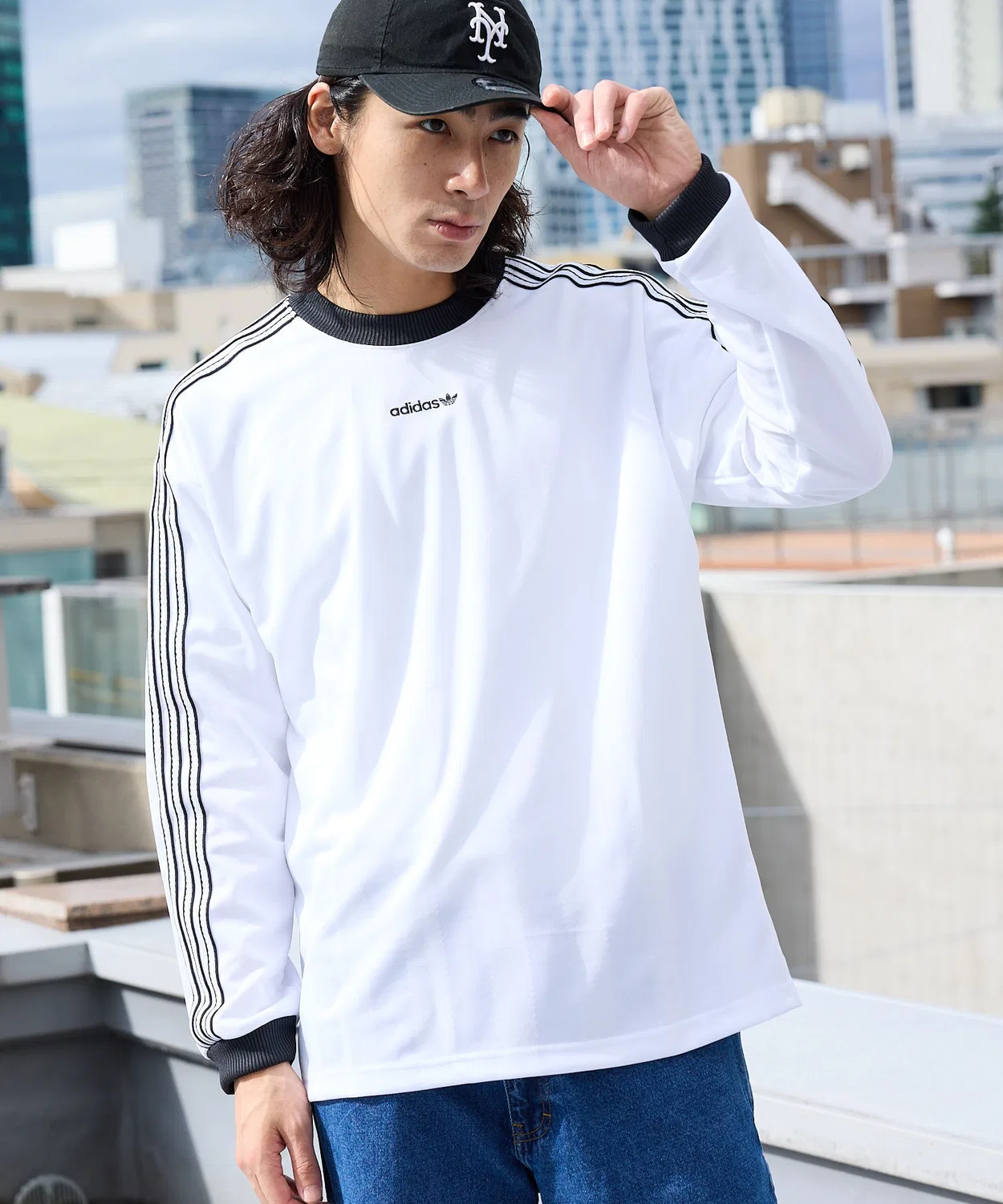 Мужское/Женское джерси с длинным рукавом с логотипом, белый Adidas — фото 4