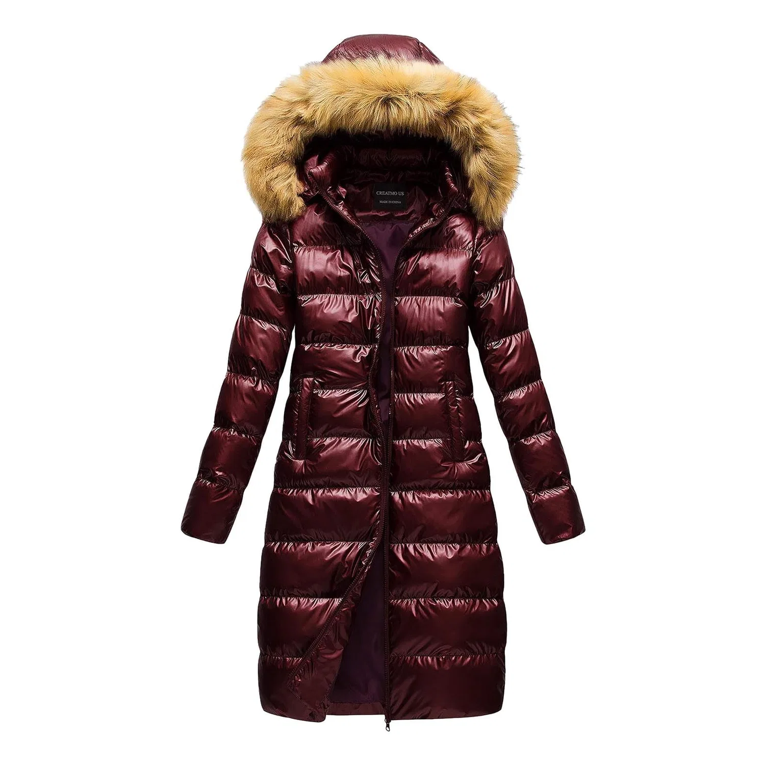 Женское зимнее пальто с утеплителем и съемным капюшоном Synthetic Winter Jacket, Wine