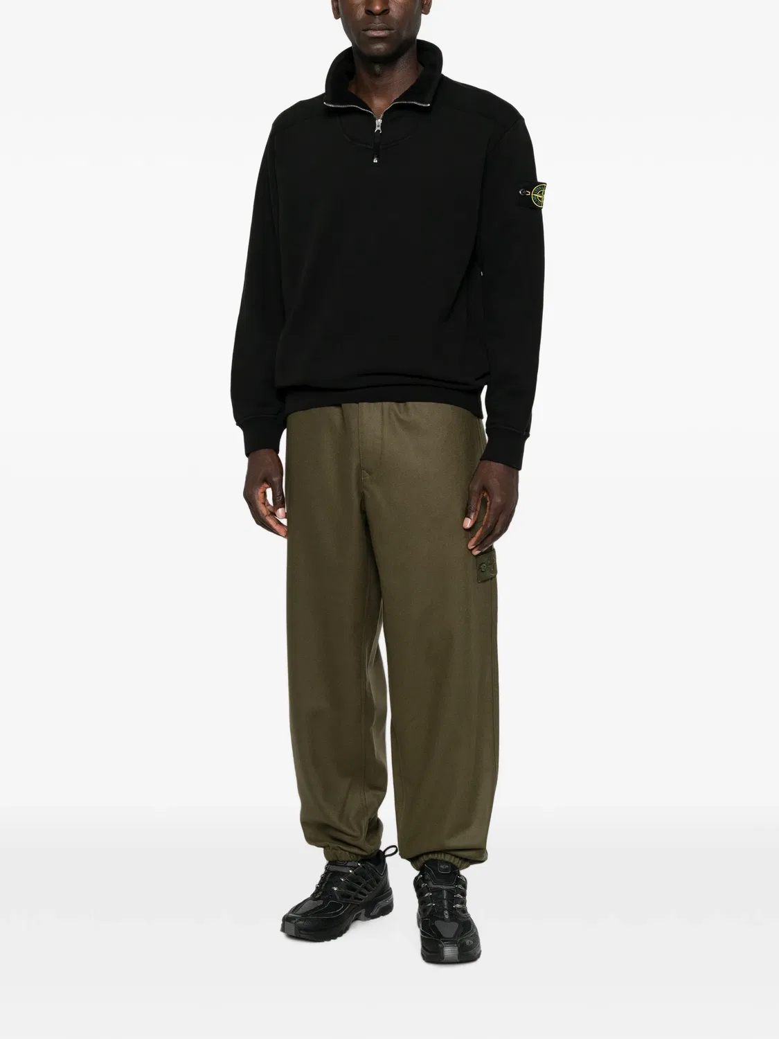 Stone Island Джемпер на молнии с патчем Compass черный — фото 2