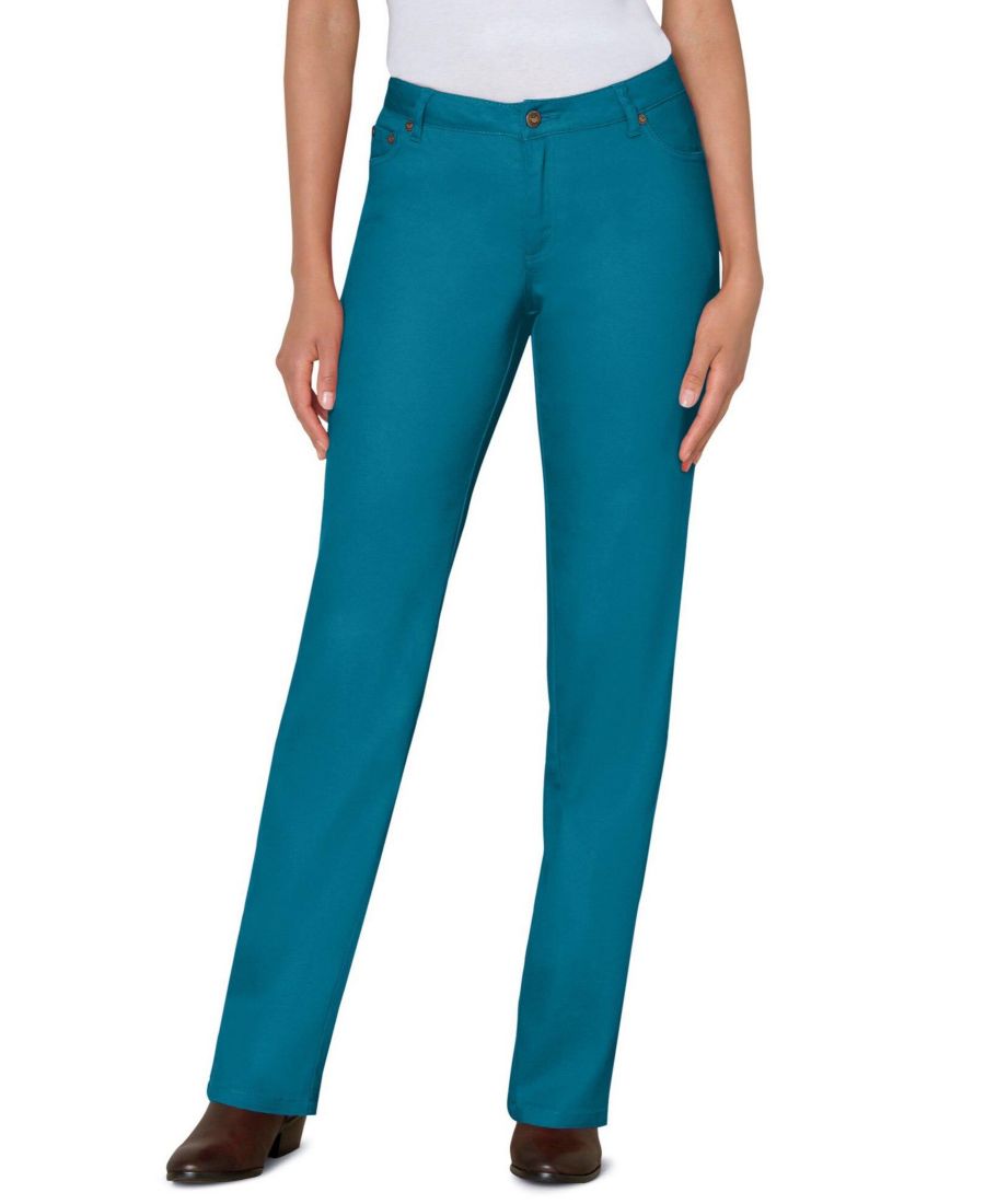 

Женские джинсы Within прямого кроя из эластичного денима с пятью карманами Woman Within, Deep teal