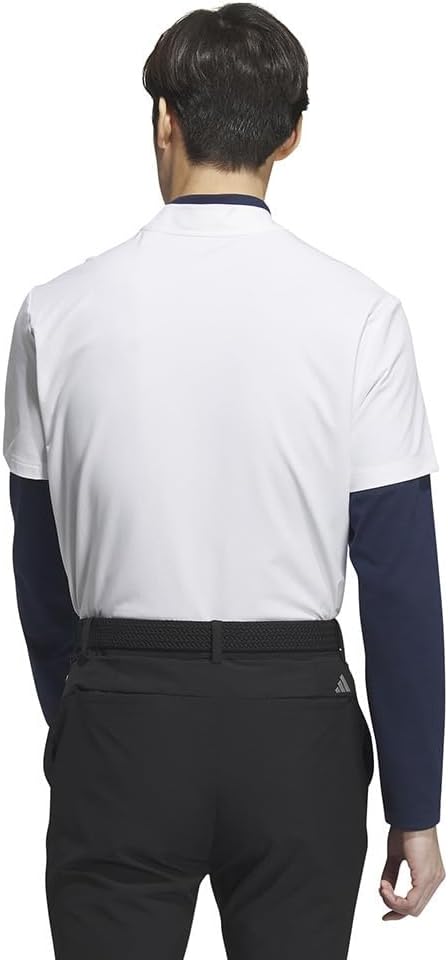 Мужская поло-рубашка adidas Golf с высоким воротником и многослойным графическим принтом EPW, длина рукавов, эластичная ткань, белая — фото 4