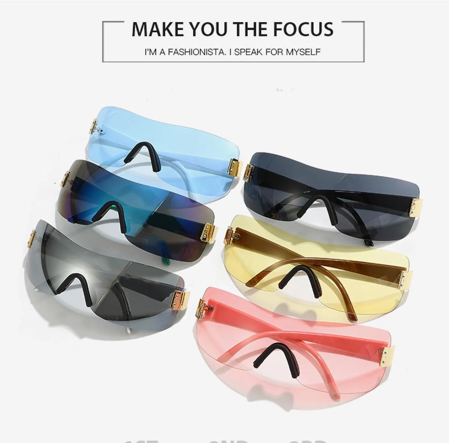 

Роскошные цельные солнцезащитные очки в стиле панк без оправы для женщин и мужчин. Роскошные солнцезащитные очки обтекаемой формы для спорта TKKTLLT, Yellow