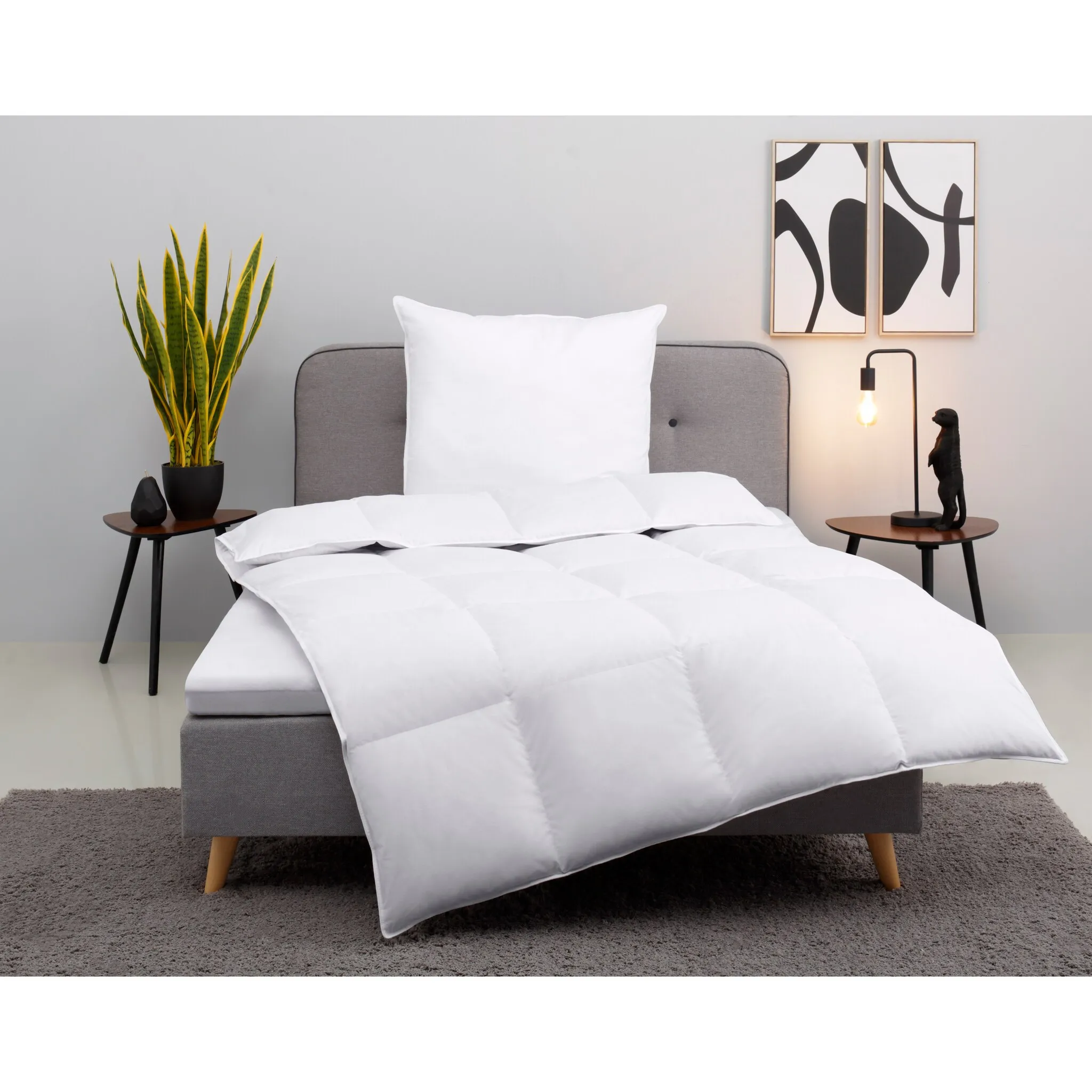 

Мой домашний пуховое одеяло + подушка "Cavanelle duvet 135х200 см, 155х220 см", (экономный комплект), комплект с подушкой 80х80 см, лето, зима, производство Германия My Home, белый