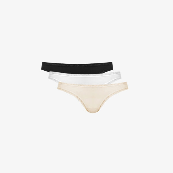 

Набор из четырех стрингов Basics с низкой посадкой из эластичной ткани Stripe & Stare, мультиколор
