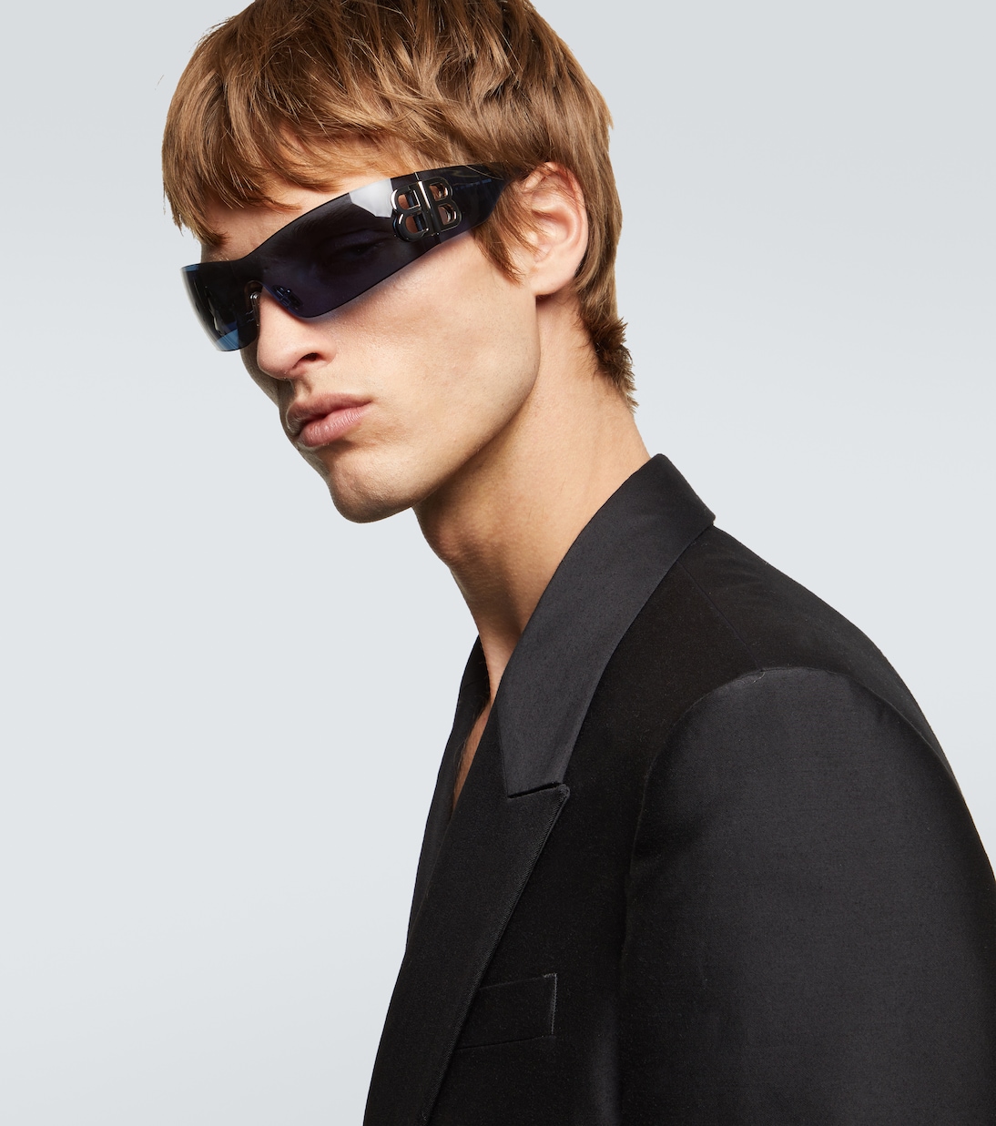 Солнцезащитные очки Bossy Shield Balenciaga, Blue-Blue-Blue — фото 3