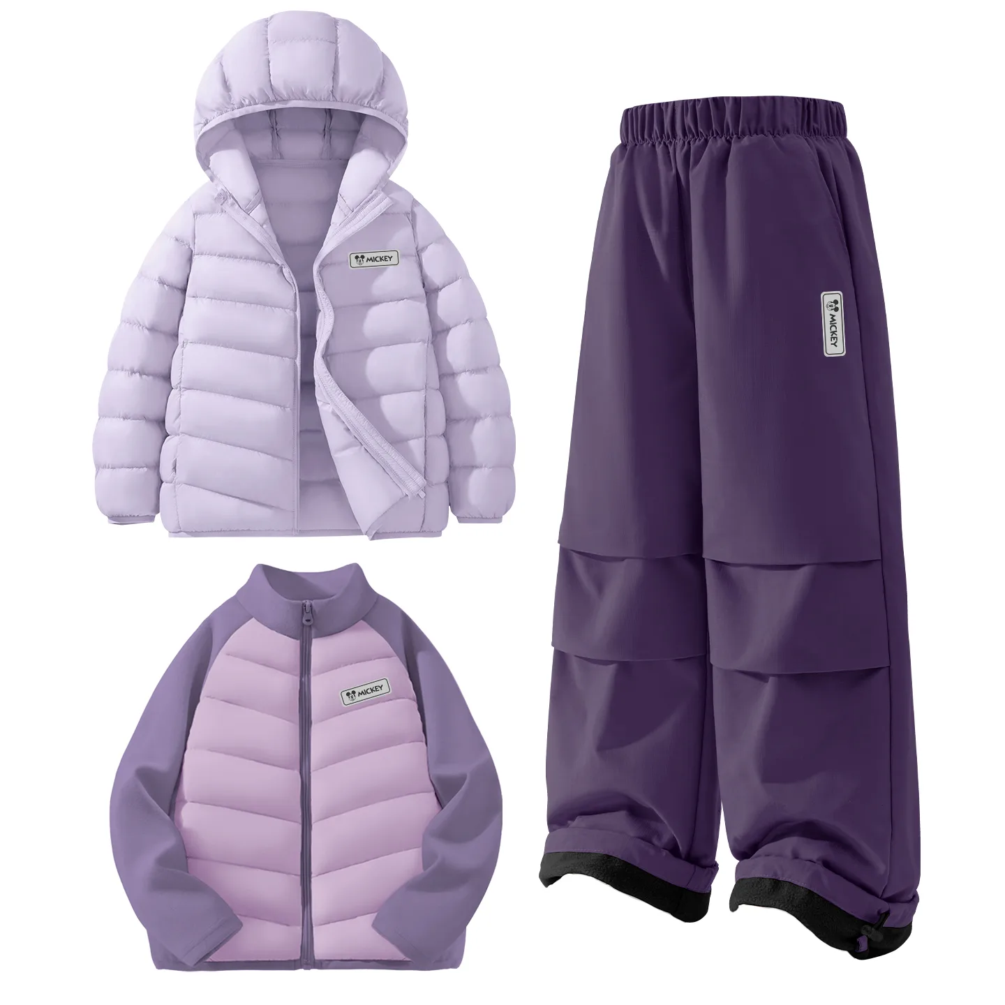 Детский спортивный костюм с круглым вырезом Disney, [Thickened and Fleece-Lined 3 Pack]DiH Square Hook-and-Loop K Taro Purple+DiH Square Hook-and-Loop K Starry Sky Purple+DiH Square Hook-and-Loop K Purple