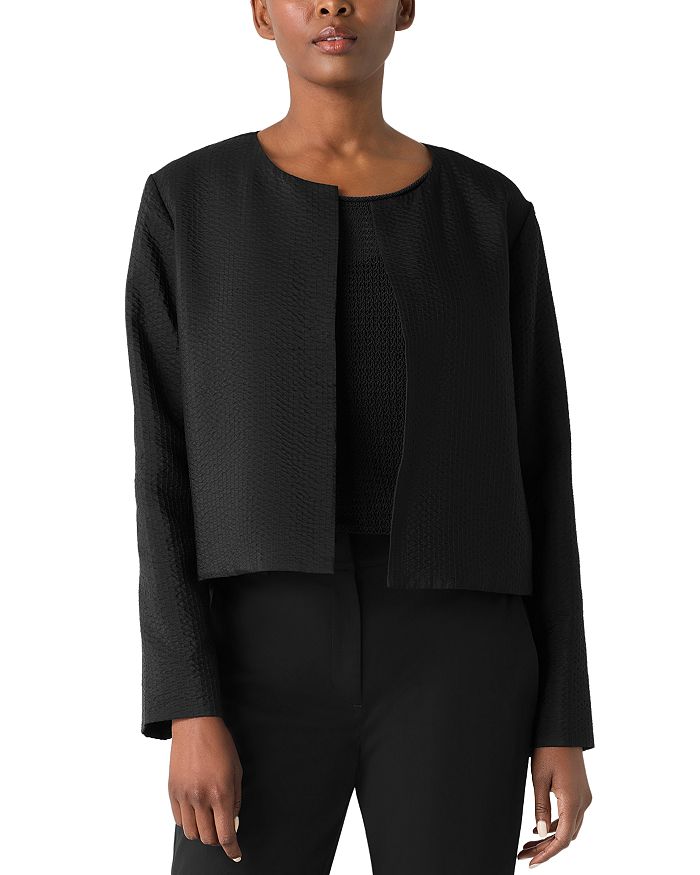 

Куртка-пиджак с круглым вырезом Eileen Fisher, черный