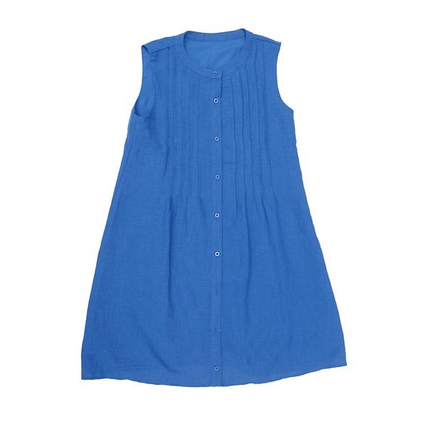 

Безрукавное мини-платье женское с круглым вырезом, пуговицами и складками Inspire Chic