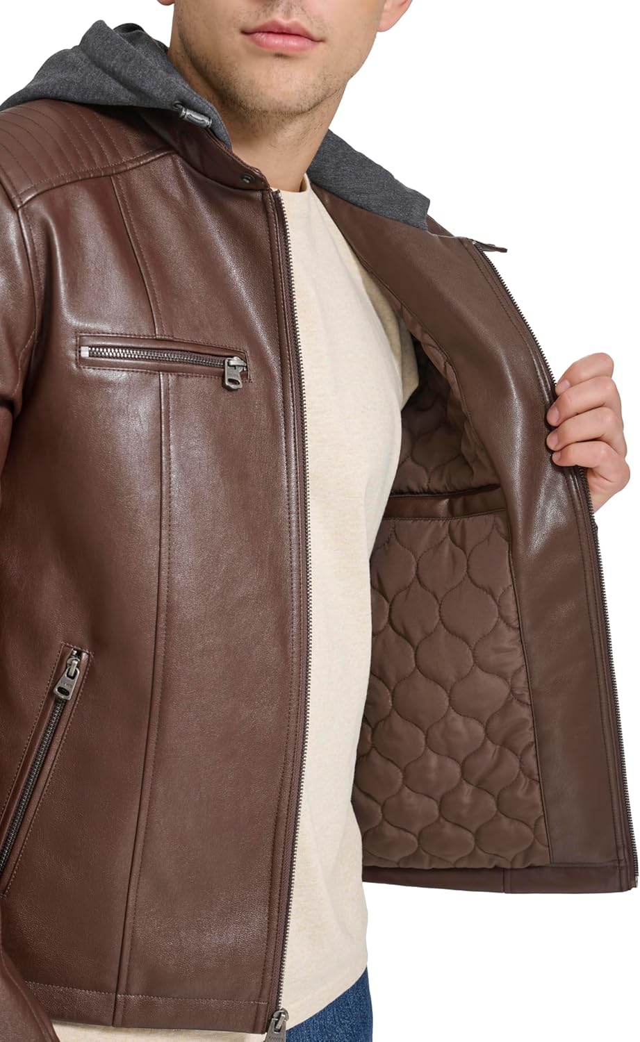 Мужская гоночная куртка Levi's из искусственной кожи, Rust Brown — фото 4
