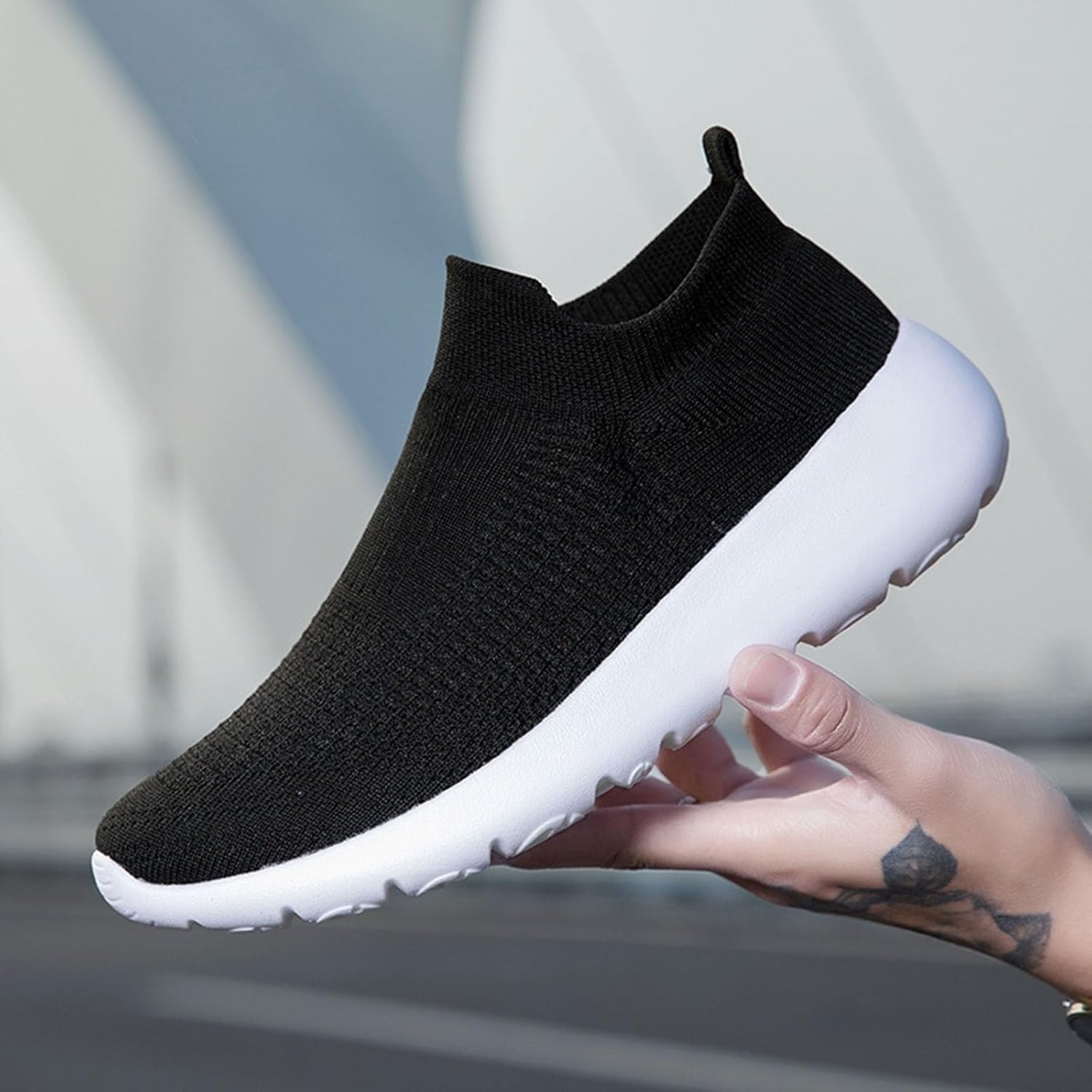 Мужские кроссовки IWIHMIV Slip On для ходьбы, тенниса и бега, легкие, дышащие, повседневные и для тренировок, белый — фото 2