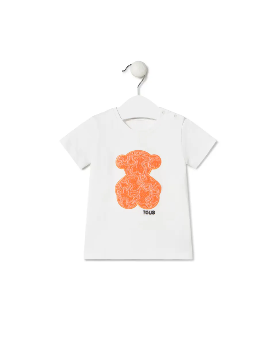 

Белая пляжная футболка для девочки с медведем Kaos спереди Tous, оранжевый