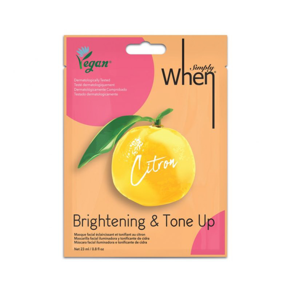

Веганская осветляющая маска для лица vegan citron brightening & tone up sheet mask When, количество 1 шт.