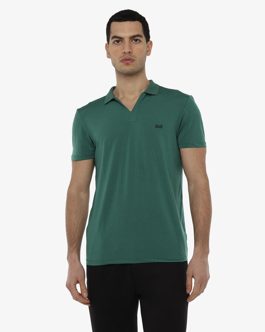 

JAKED Темно-зеленая мужская рубашка-поло из синтетического материала для фитнеса