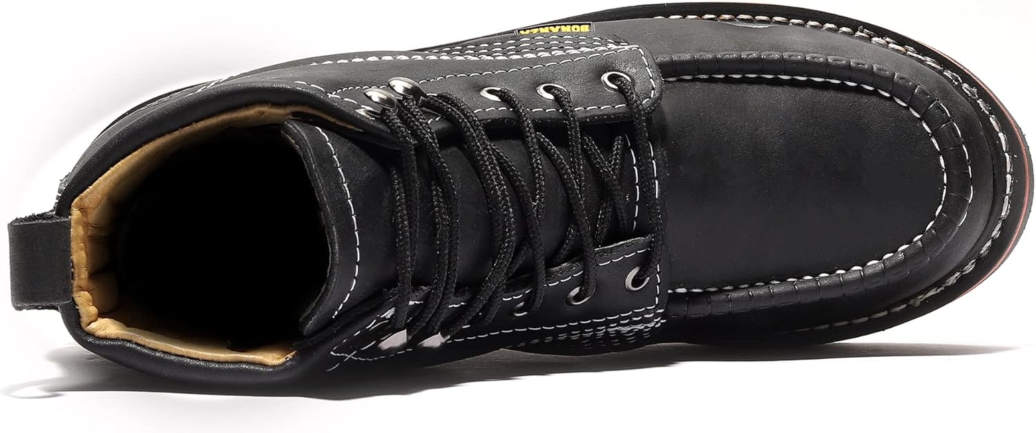 Ботинки для мужчин Bonanza Boots Frontier Dual 6 - премиальная кожа, носок-мокку, стальной носок, легкая двухслойная подошва с комфортной клиновидной вставкой; соответствует стандартам ASTM, черный — фото 4