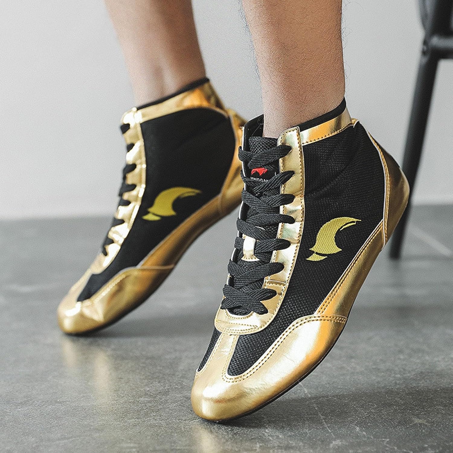 Kids Wrestling Shoes Boys Girls Boxing Shoes High Top Wrestling Training Shoes Boots Competition Fitness Sneakers Generic, T-Gold — фото 2