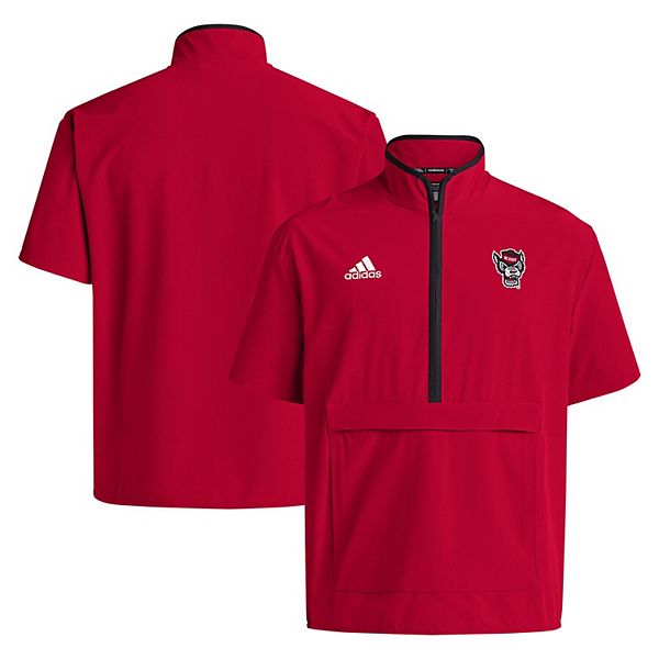 Мужская красная куртка nc state wolfpack 2024 coaches sideline с полузастежкой и коротким рукавом Adidas — фото 2