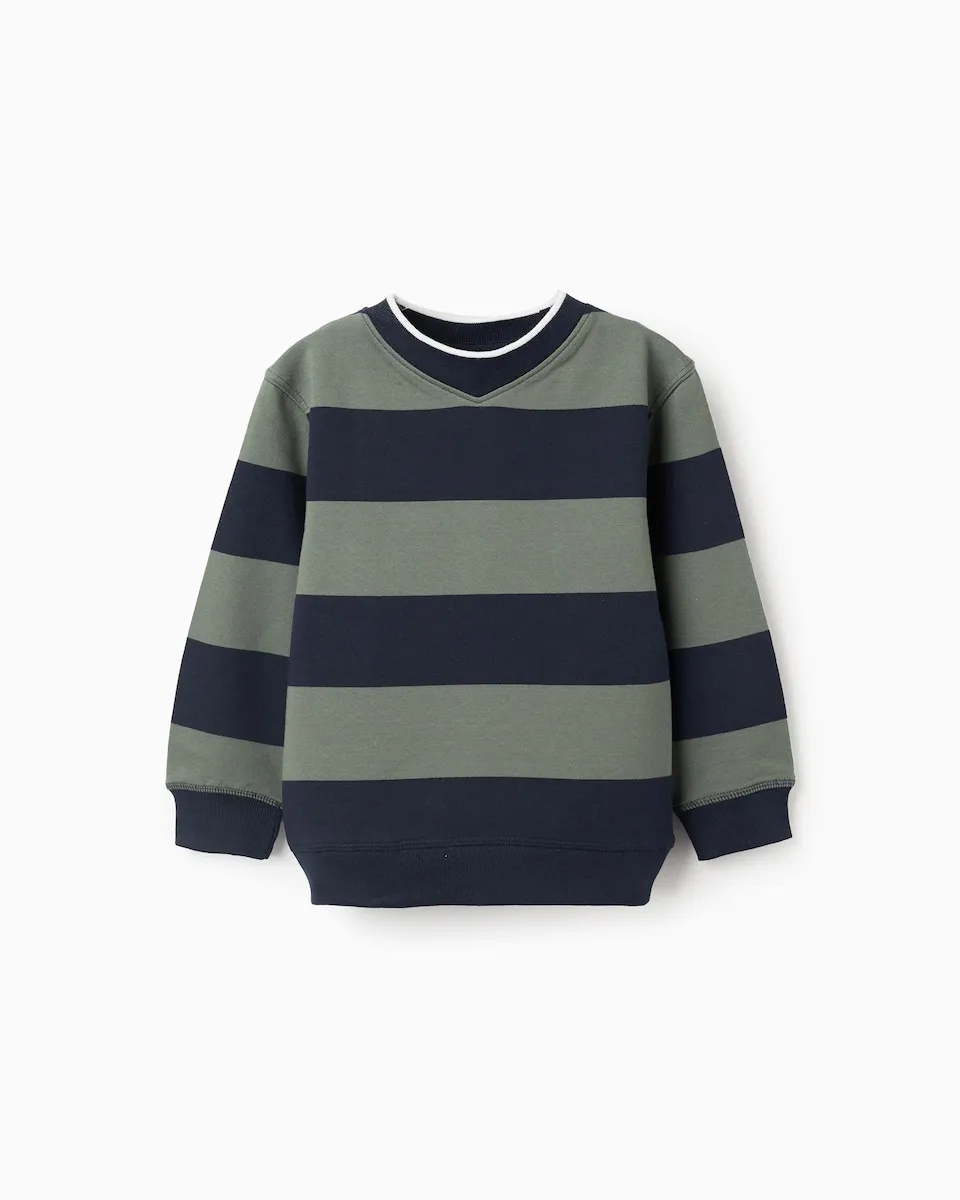 

Детская толстовка с полосками и ребристой отделкой Zippy, темно-синий/зеленый