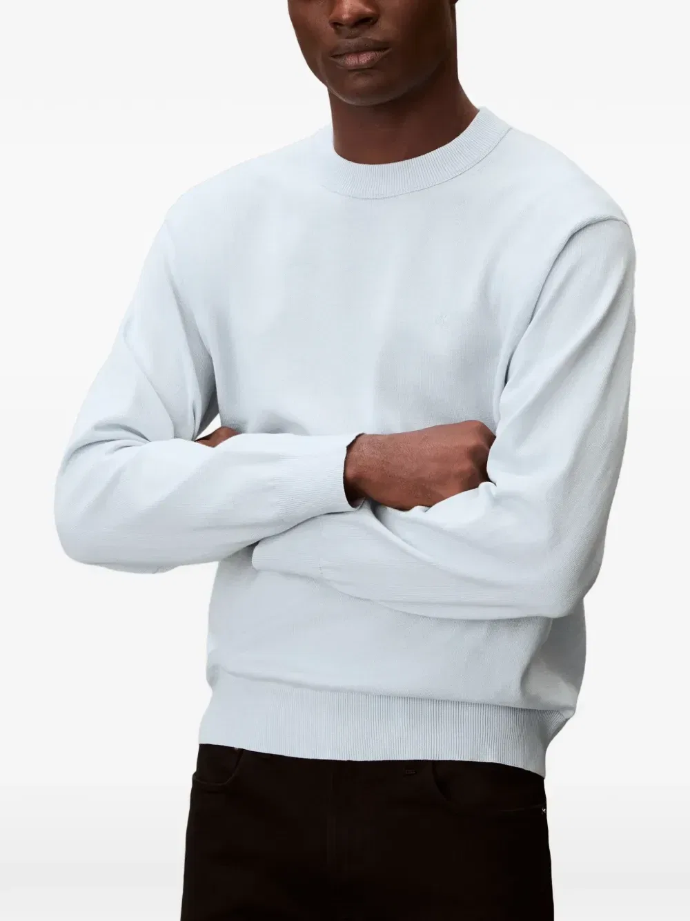 Свитер с логотипом и ребристой отделкой Calvin Klein, синий