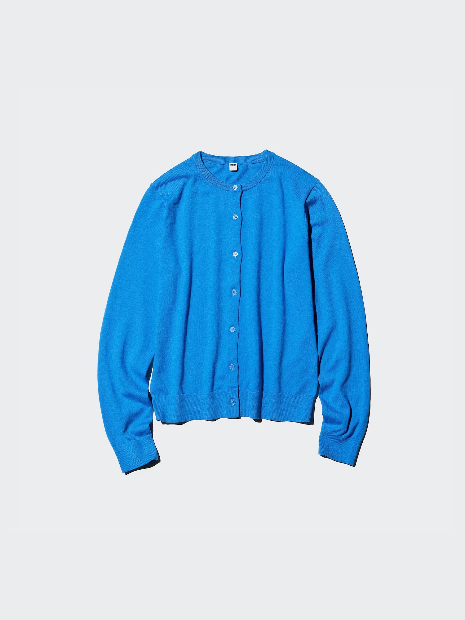 Кардиган Uniqlo женский с длинными рукавами и круглым вырезом, синий — фото 4