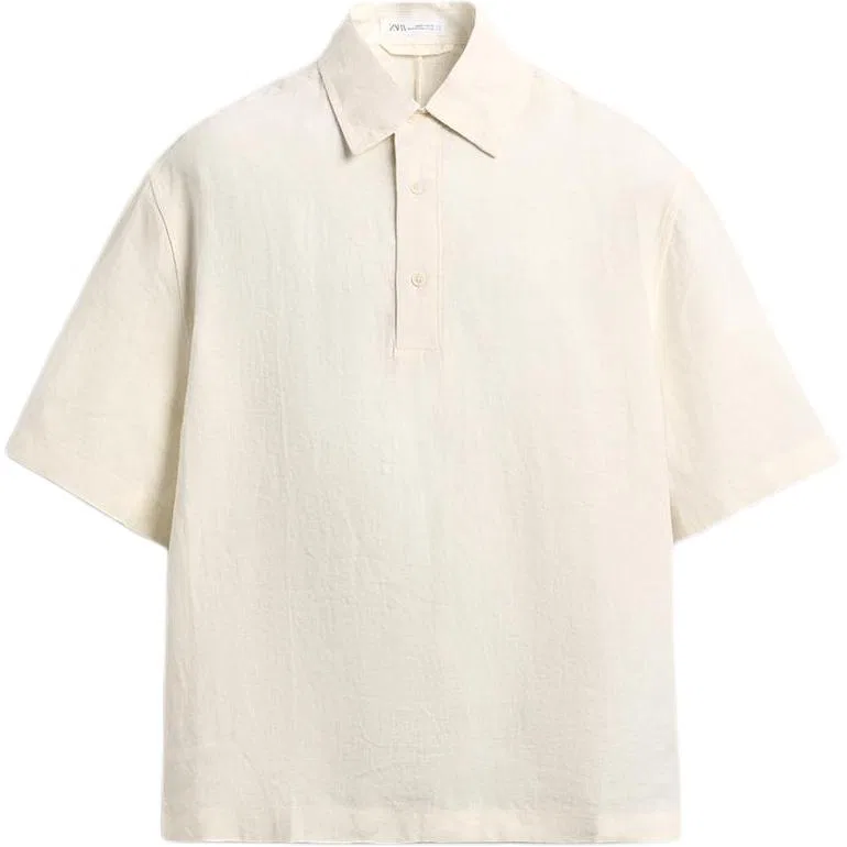 Мужское поло White Moderate, ZARA, Raw White