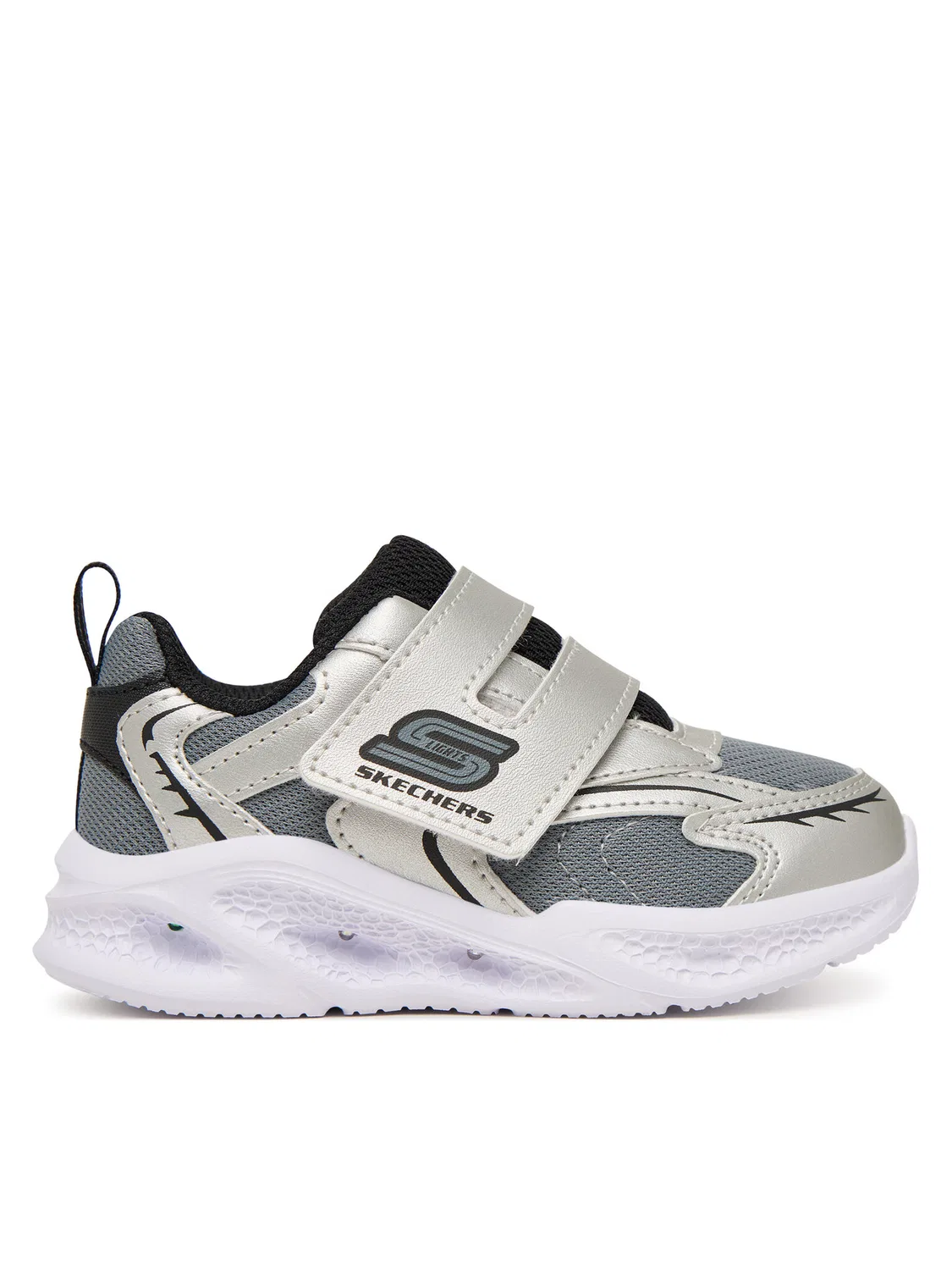 Кроссовки для мальчика Meteor-Lights Glow Skechers, серебристый