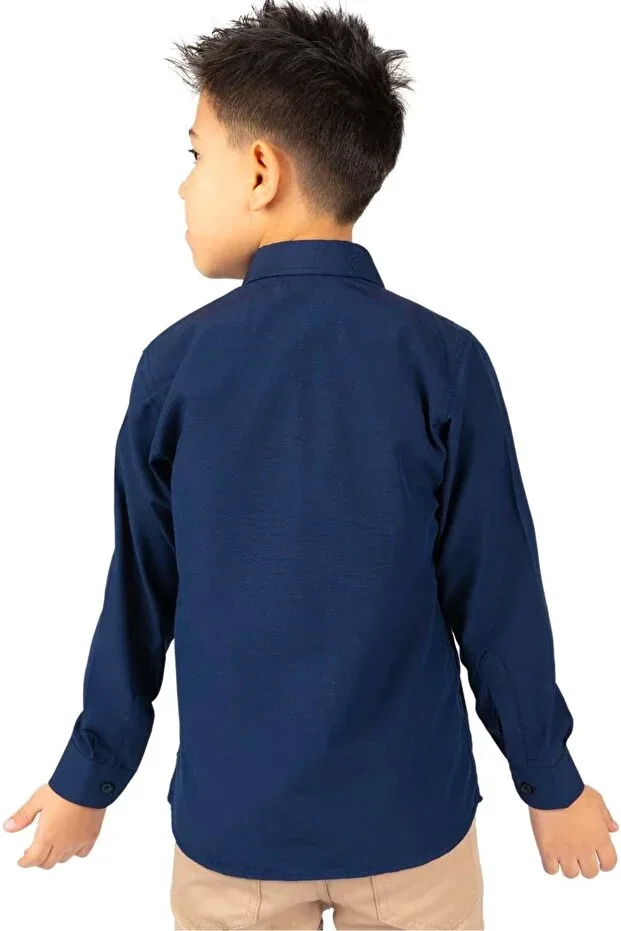 Детская рубашка для мальчиков с длинным рукавом Mnk Baby&Kids, Navy Blue — фото 2
