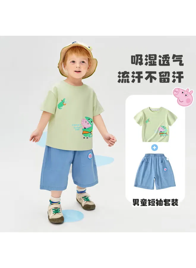 Комплект летний легкий дышащий для мальчиков Peppa Pig, изумрудный — фото 2