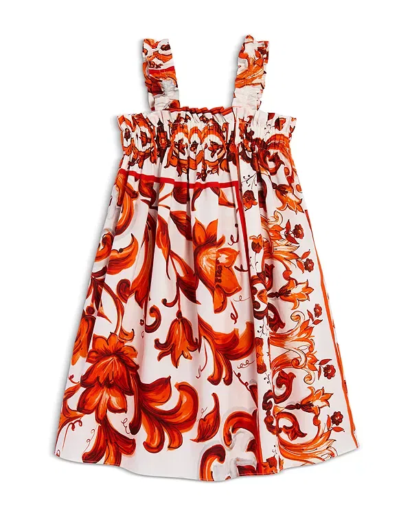 Детское платье для девочек с принтом Dolce & Gabbana, White Print