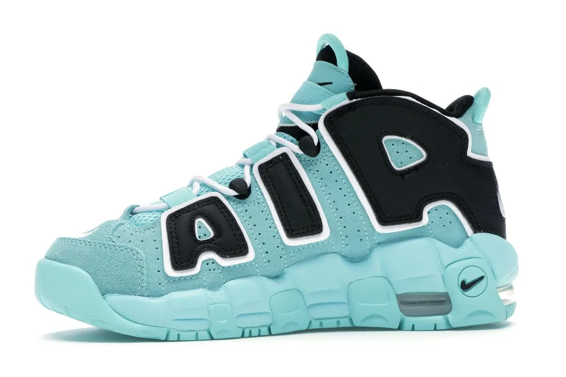 Детские кроссовки Lifestyle с принтом Nike Air More Uptempo Nike, Light Aqua/Black-White — фото 3