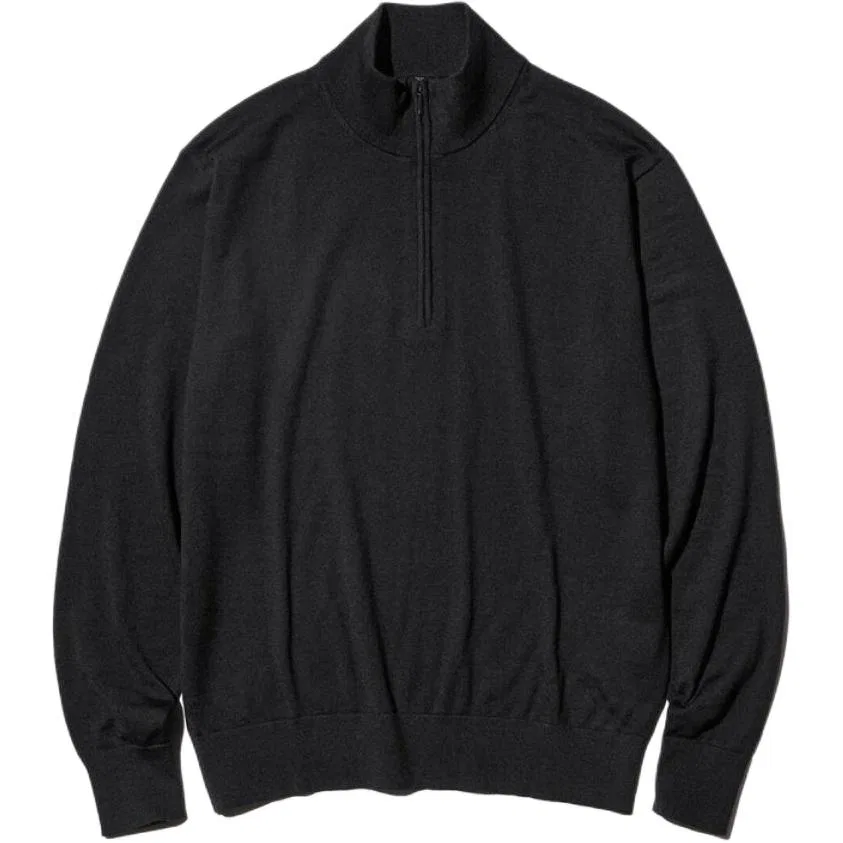 Мужской свитер с воротником-стойкой, прямой крой, UNIQLO, 09 Black