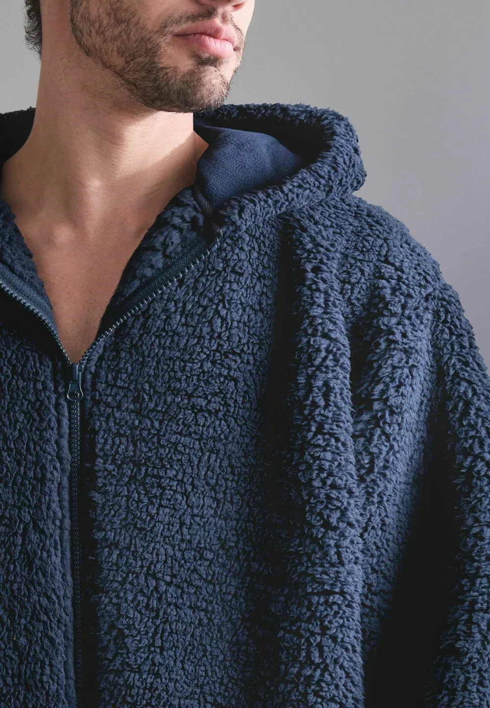 Халат стандартного кроя - на молнии, из искусственной кожи Next, Navy Blue — фото 3