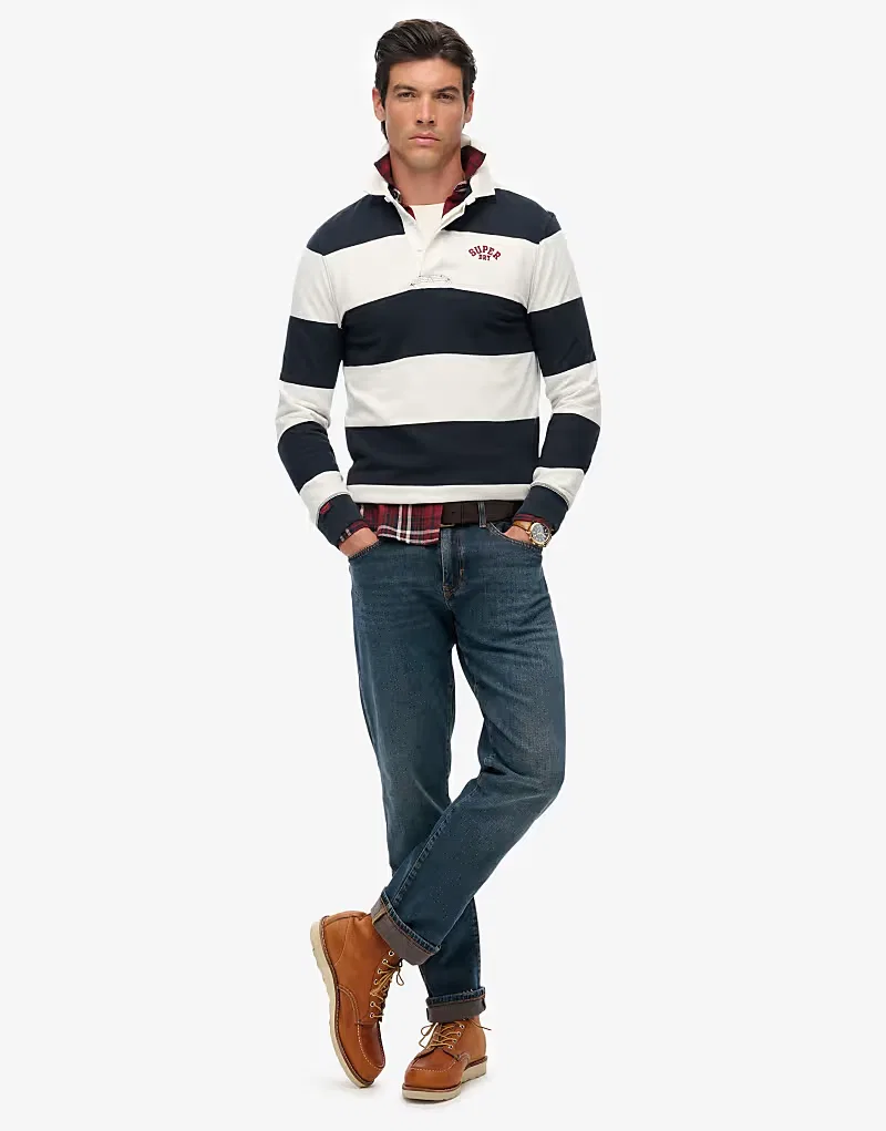 Топ регби винтажное athletic stripe Superdry, Eclipse Navy/Ecru — фото 4