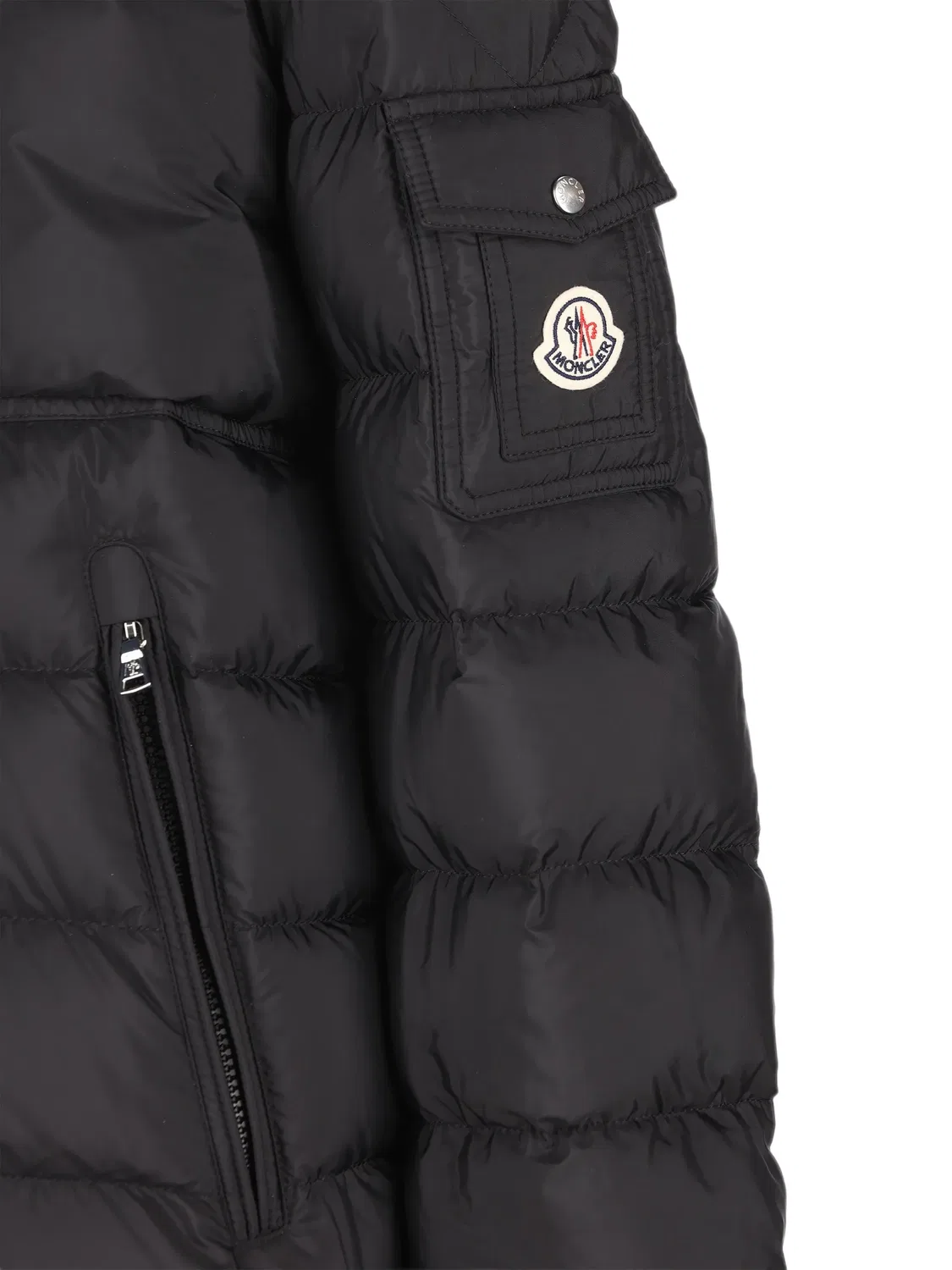 Новое стеганое пальто Byronf с отделкой из искусственного меха Moncler Enfant, черный — фото 3