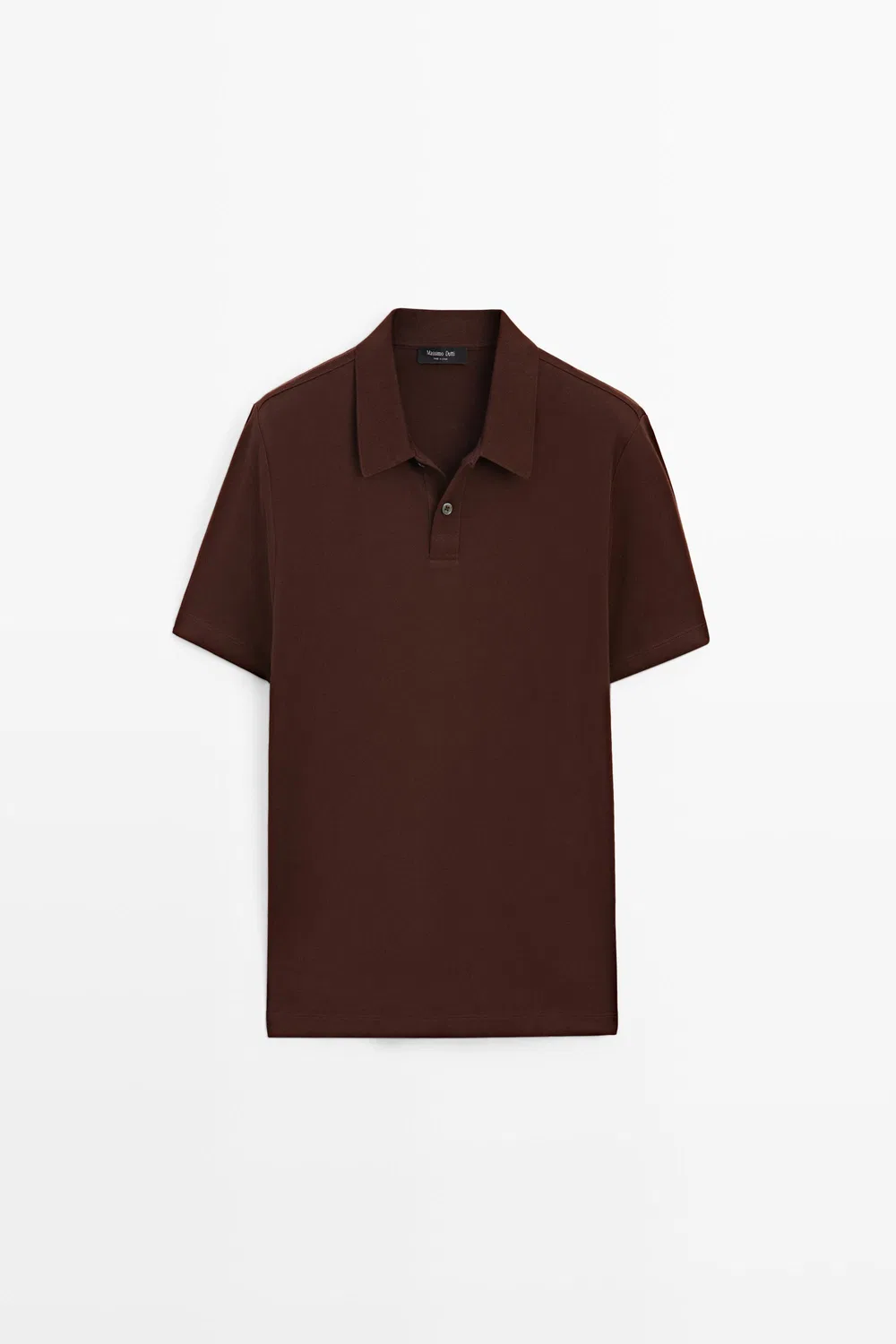 Поло Massimo Dutti 100% Cotton Short Sleeve Shirt, коричневый — фото 2