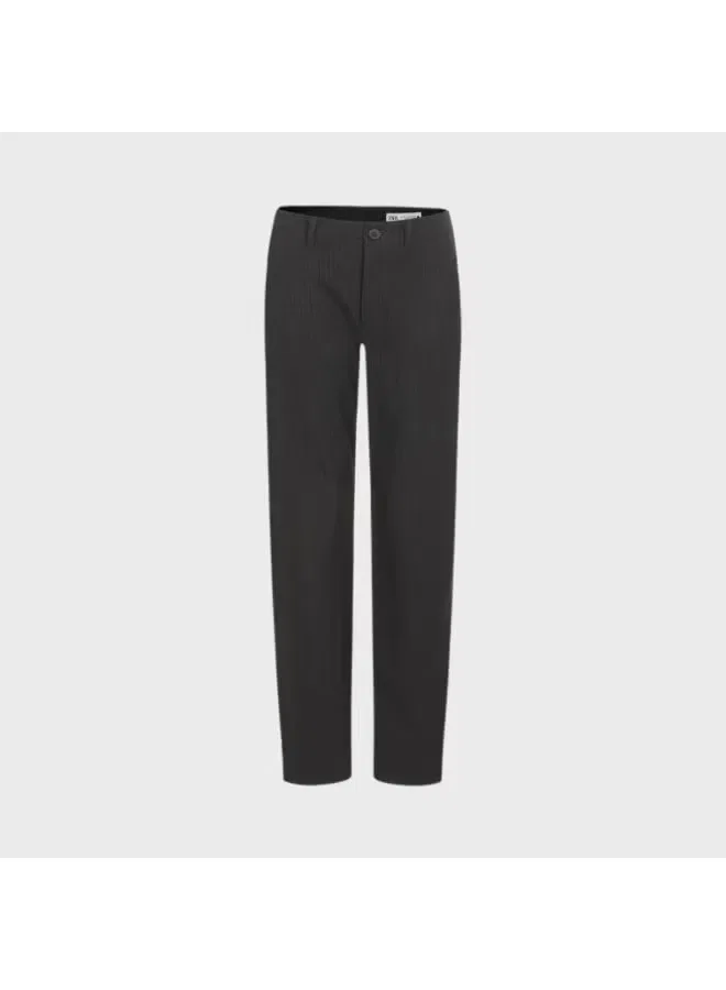 Брюки прямые свободного кроя с полосами Zara, темно-серый — фото 2