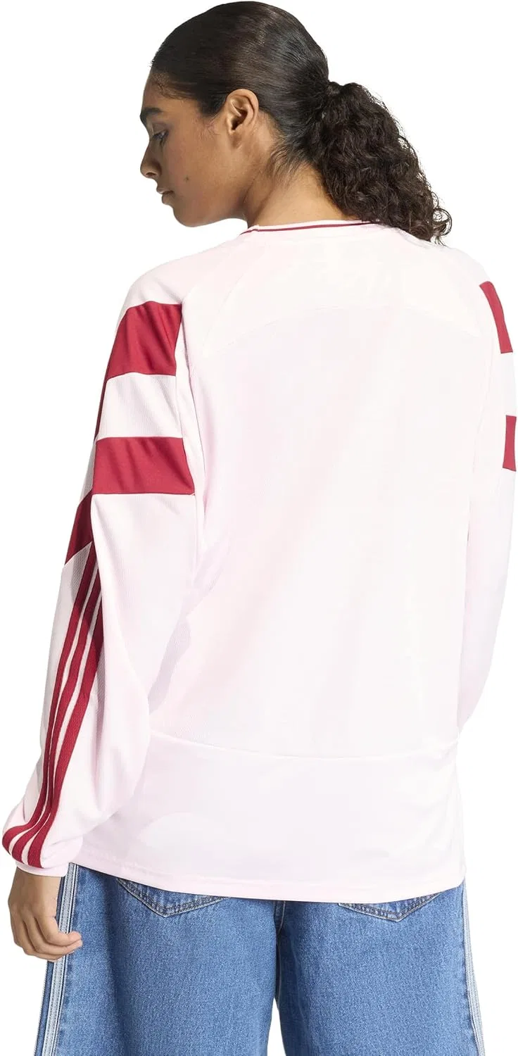 Женская футболка оверсайз с длинным рукавом House of Tiro adidas, Clear Pink/Maroon — фото 3