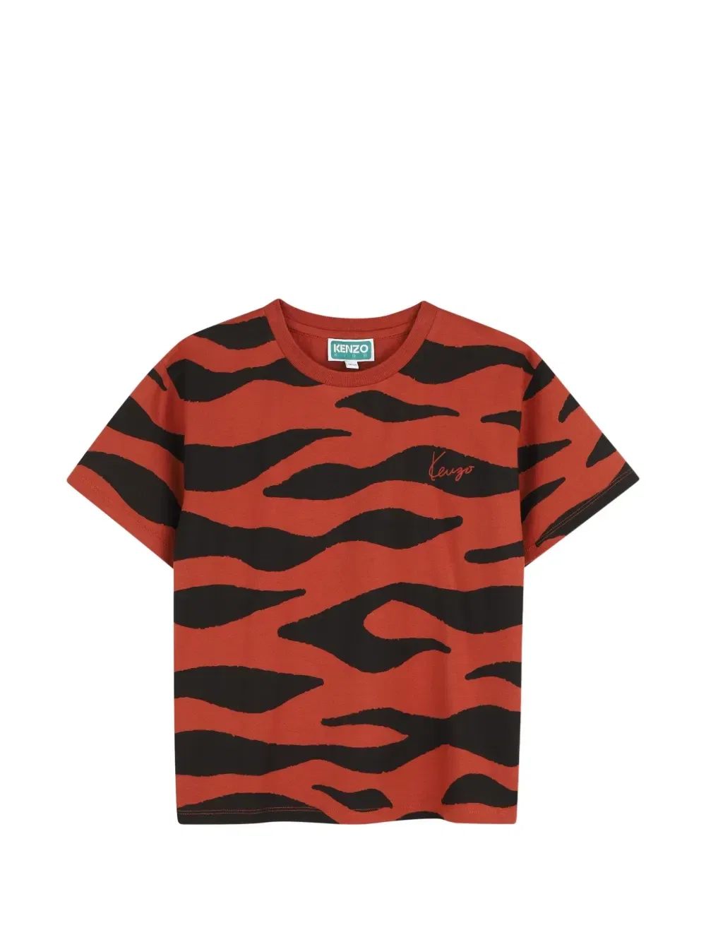 Футболка с вышитым логотипом и принтом Kenzo Kids, оранжевый