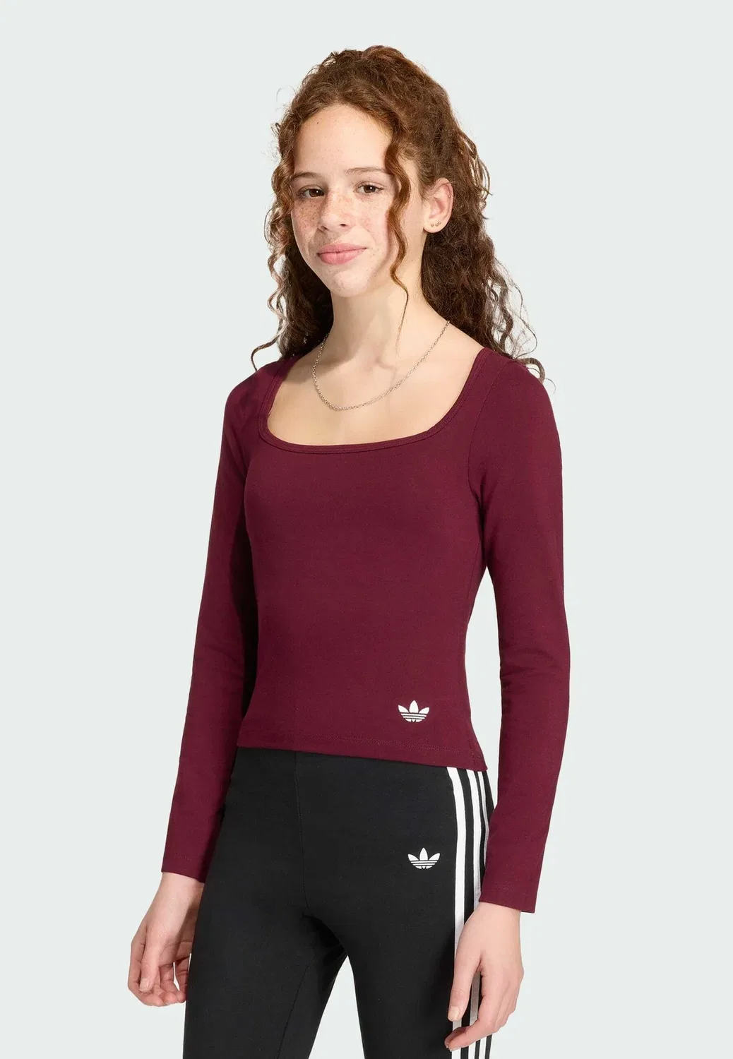 Облегающая футболка с длинными рукавами для подростков Adidas Originals, Maroon