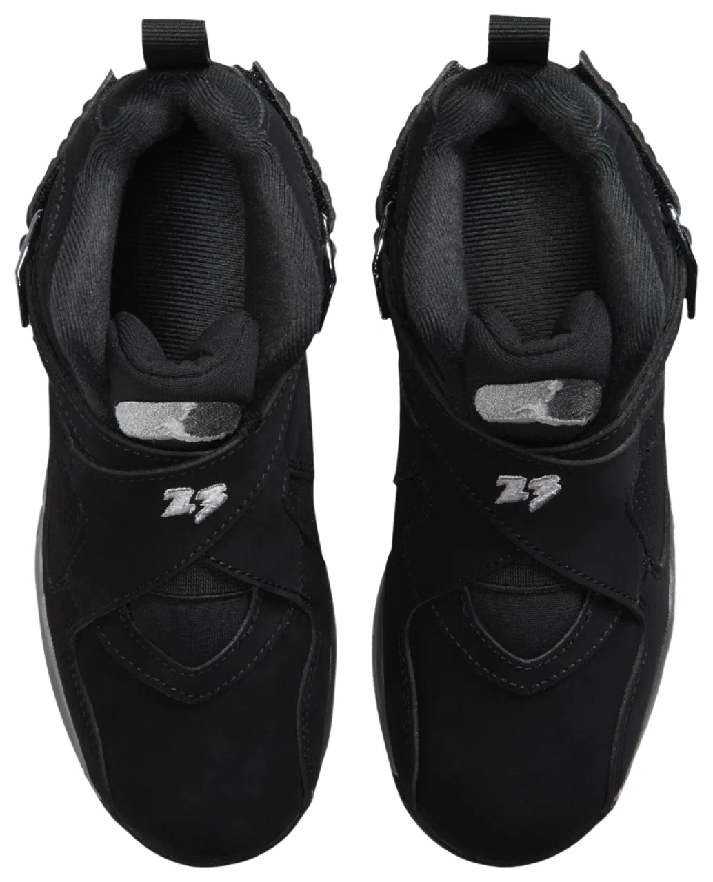Детские баскетбольные кроссовки для мальчиков на липучках Jordan Retro 8, Black/Grey/Chrome — фото 4