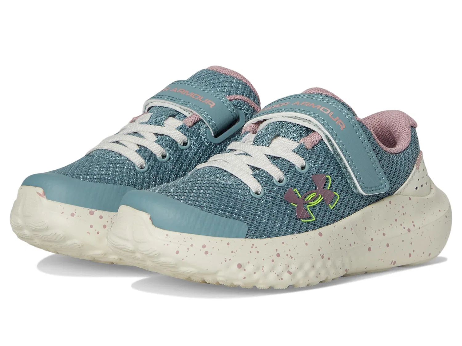 Детские кроссовки для девочек с шнуровкой Pre School Surge 4 Alternate Closure Under Armour, Serpentine Stone Metallic Tourmaline Pink