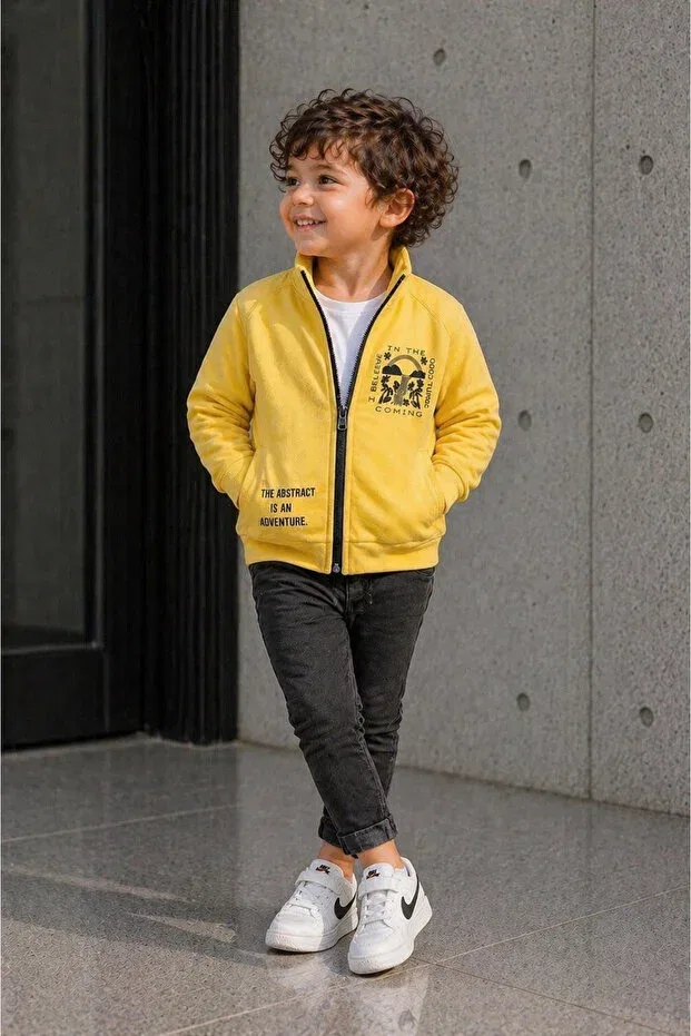 Детская куртка для девочек с принтом Nk Kids, Sarı — фото 4