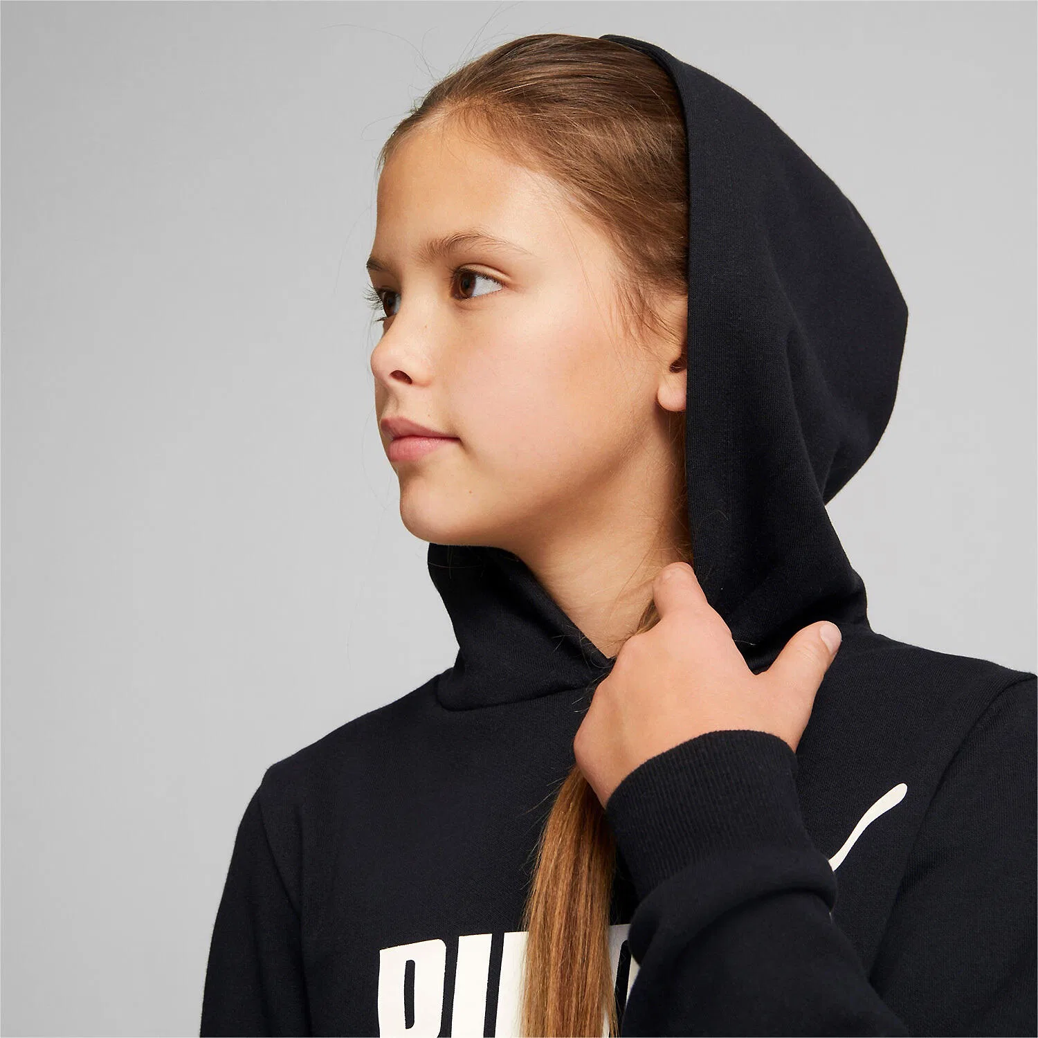 Детское платье-худи с капюшоном Essentials Logo Hooded Dress Puma, Schwarz — фото 4