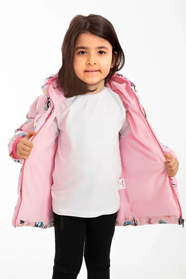 Детское зимнее пальто для девочек с принтом Penguin Candy Firststops, Pink — фото 3