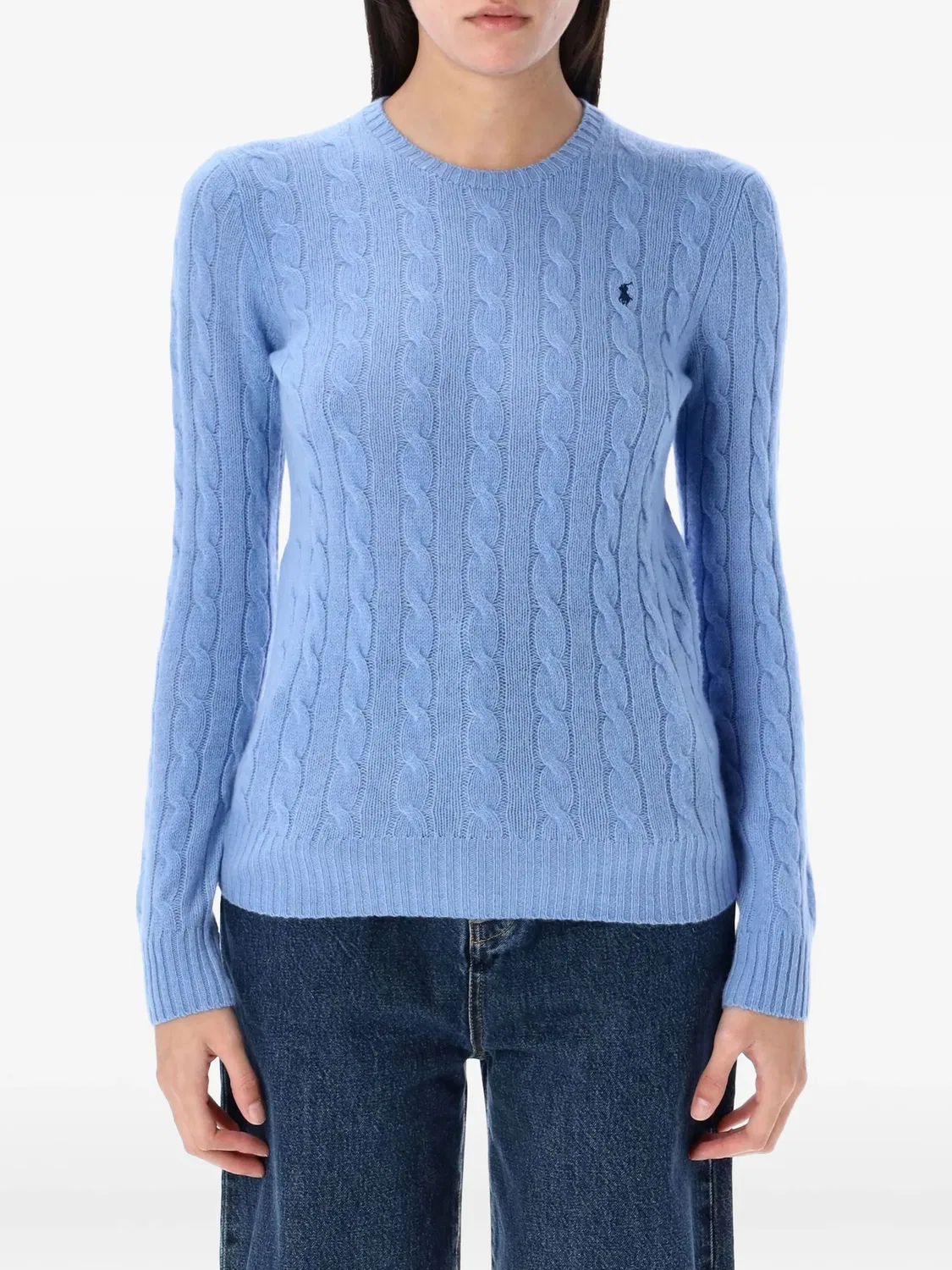 Джемпер фактурной вязки из шерсти Polo Ralph Lauren, синий