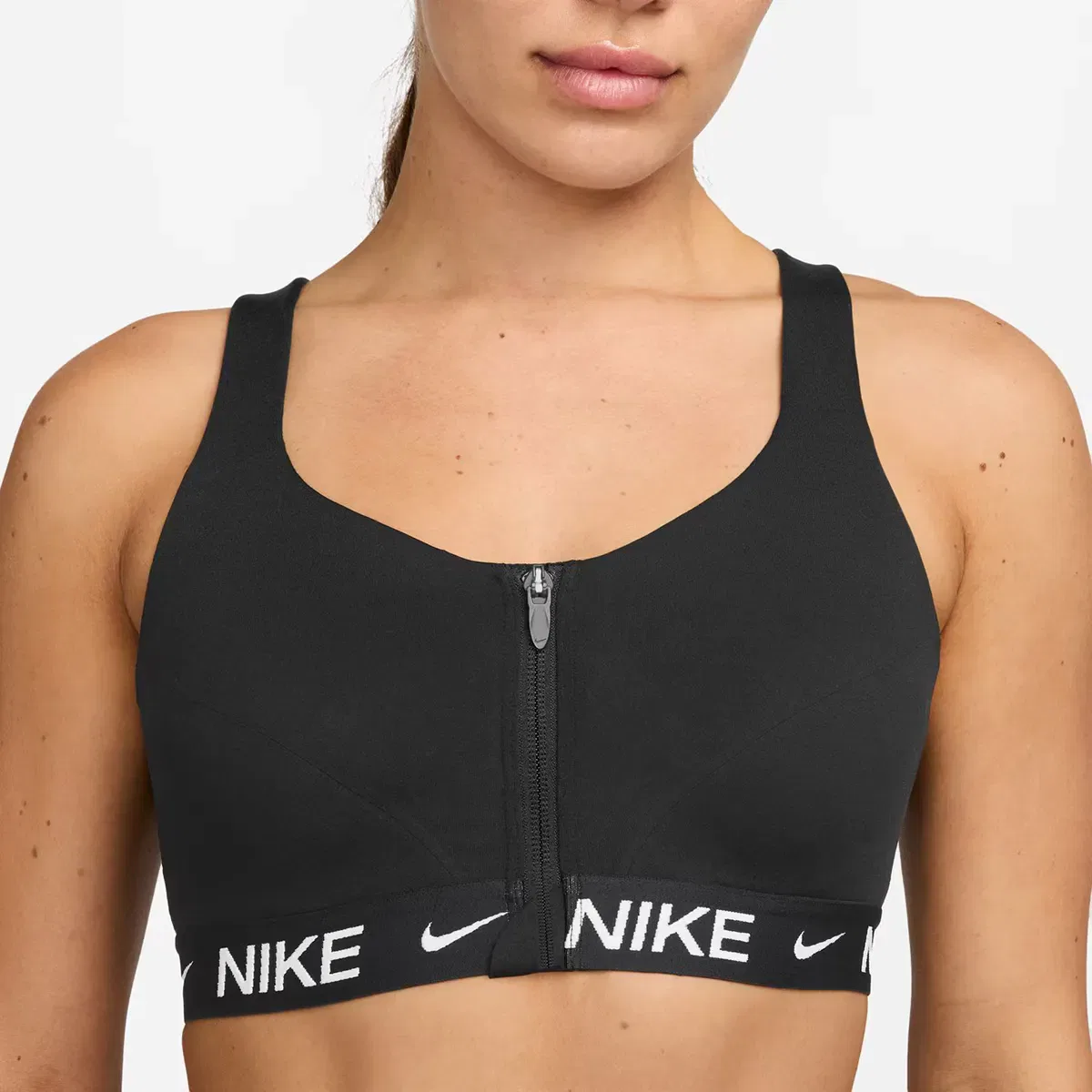 Женский топ с высокой поддержкой Indy High Support Zip Bra Nike, Negro — фото 3