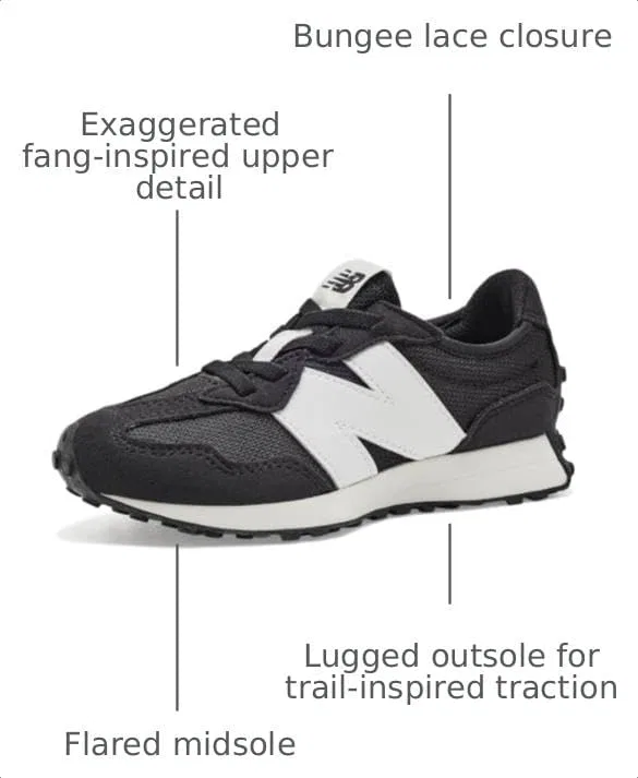 Детские кроссовки для девочек 327 New Balance, Black/White — фото 3