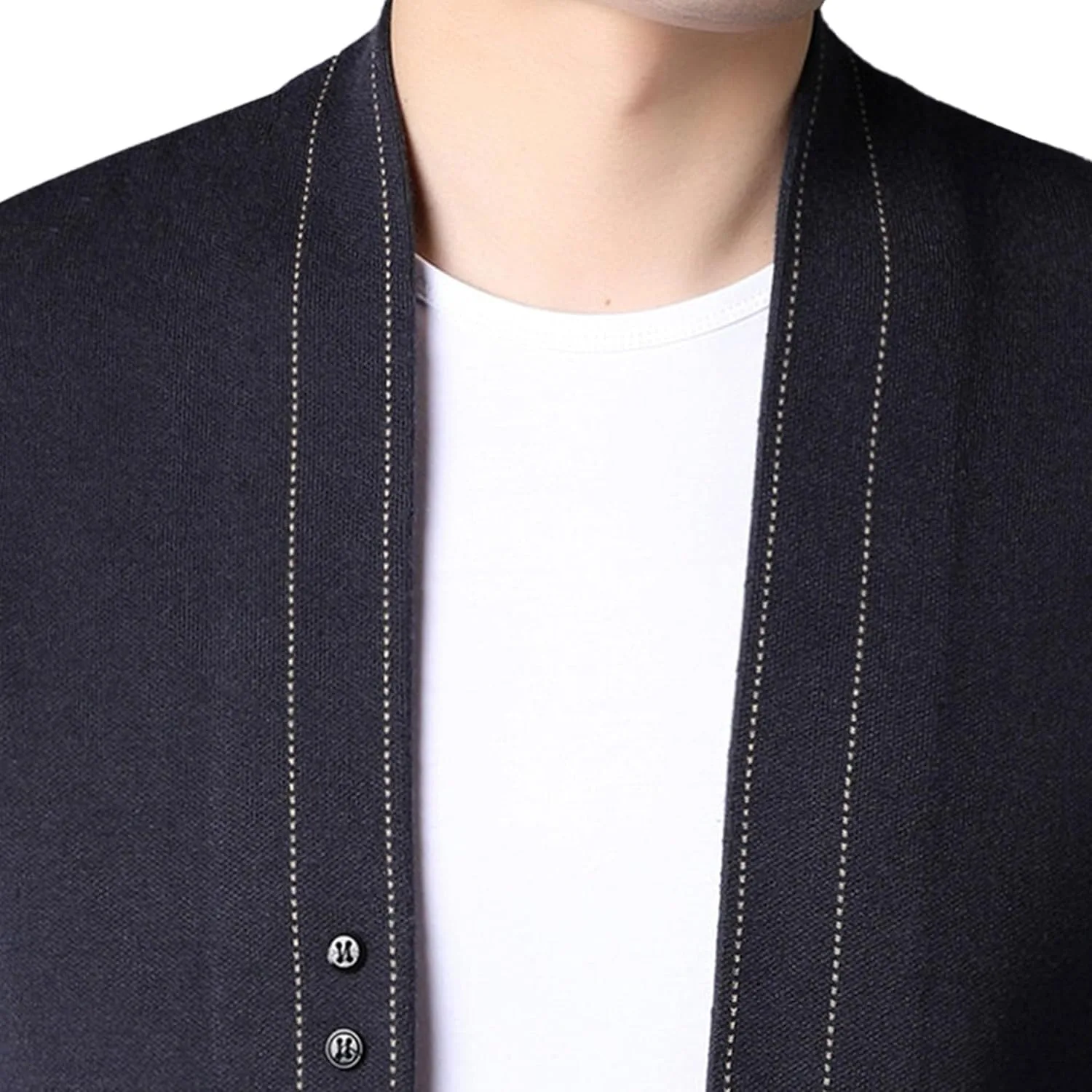 Кардиган мужской с воротником стойкой, slim fit, кабельная вязка — фото 3