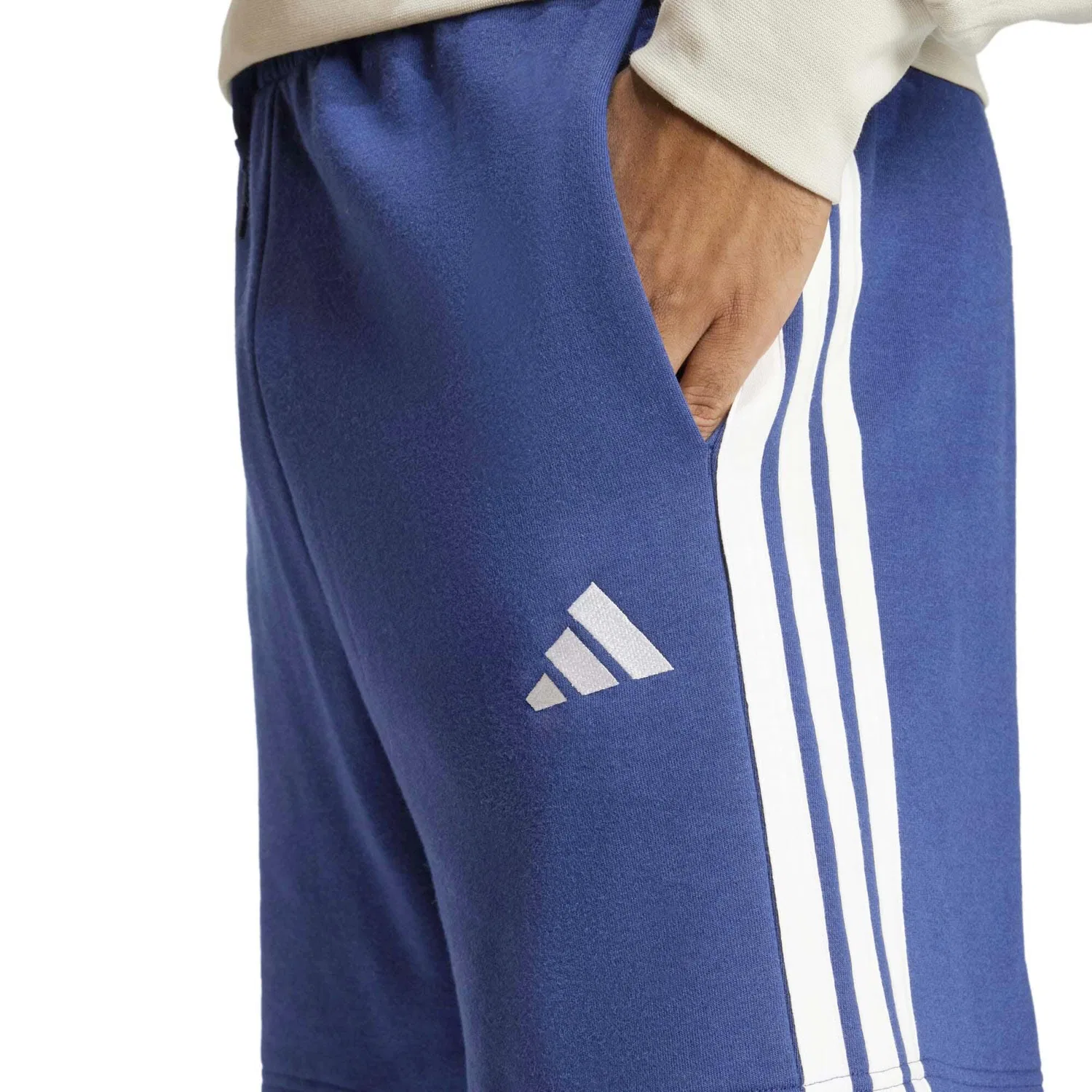 Мужские спортивные шорты с утяжкой Adidas Essentials 3S French Terry Shorts, Dunkelblau Weiss — фото 4