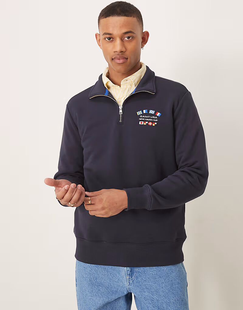 

GANT Свитшот с логотипом флага США на молнии в цвете «тёмно-синий»