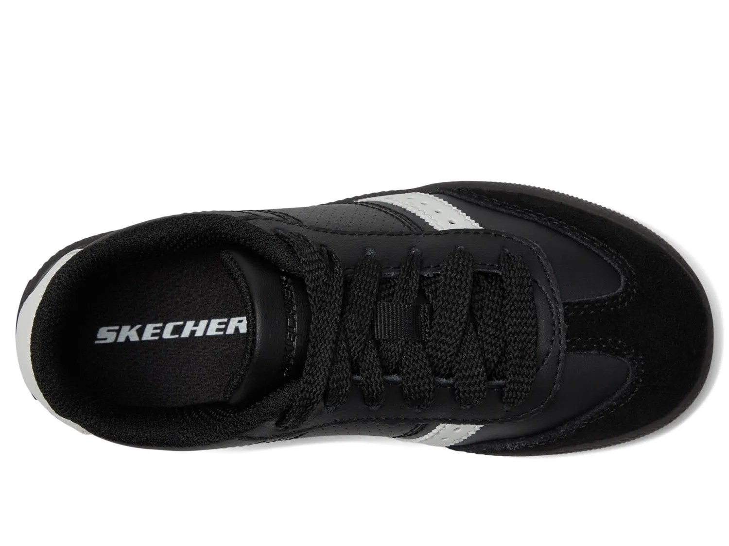 Детские кроссовки для мальчиков Skechers Zinger Street Trainers, Black Synthetic Leather White Trim — фото 2